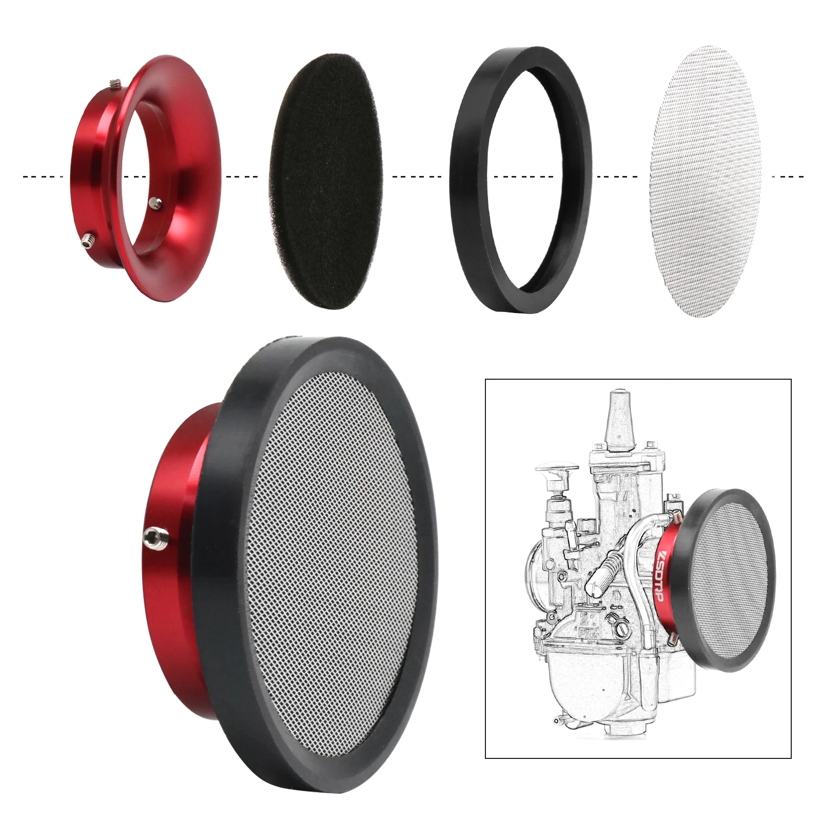 Alconstar Motorcycle Carburetor Interface Air Filter Cup Horn Wind Cup set 38/40/55mm For PWK OKO KOSO 32mm 34mm