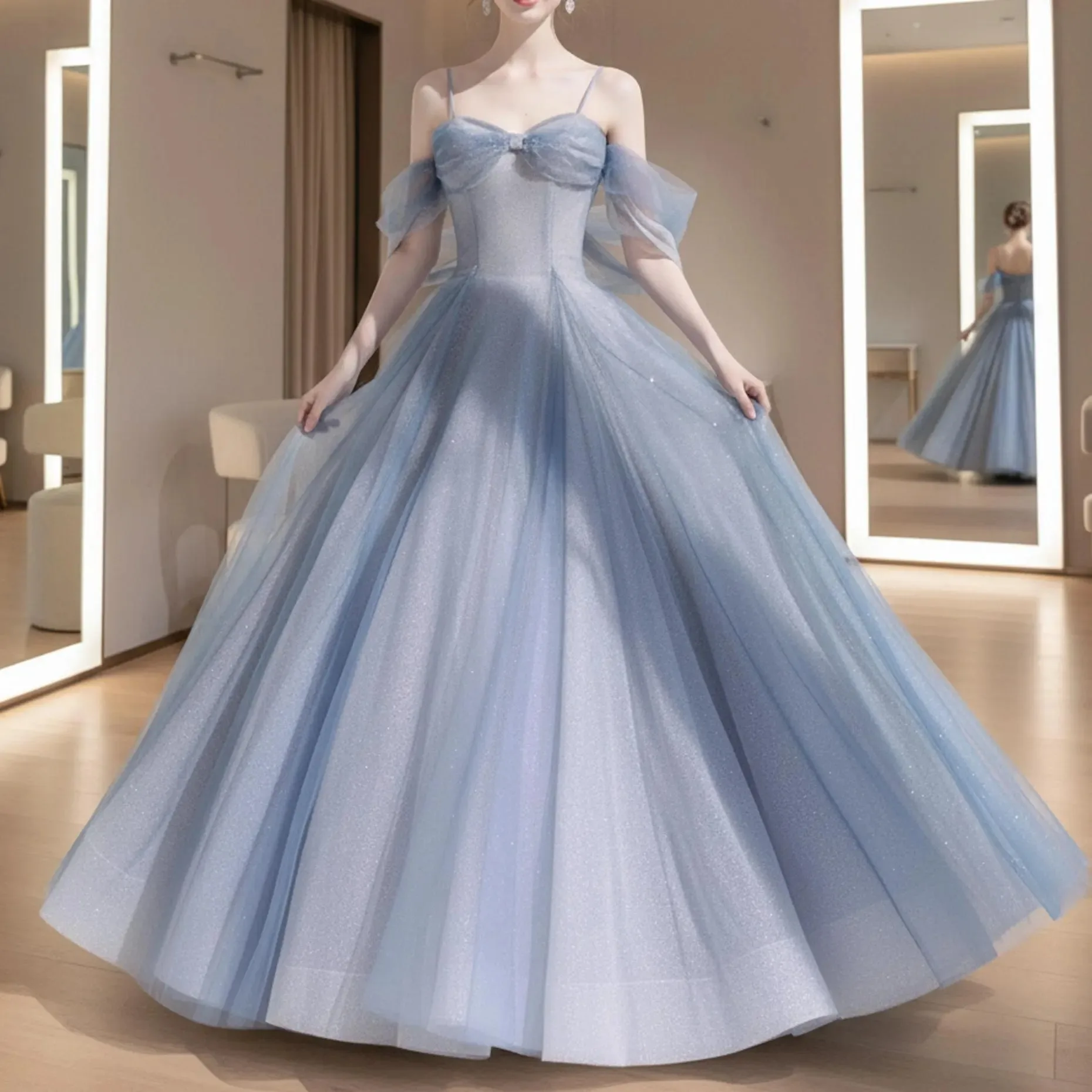 Custom-made Prom Dresses Princess-Style Tulle Skirts Romantic Party Dresses Mini Evening Gowns, High-quality Wedding Dresses