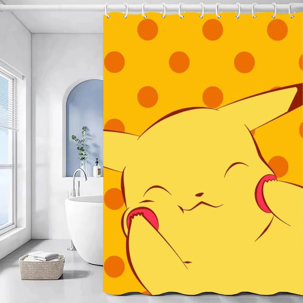 P-pokemon Shower Curtains for Bathroom Accessories Set Shower Curtain Waterproof Bath Sets Fabric the European Products Home