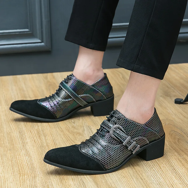 

Shoes for Men Large-size38-46 High-heel Bottom Pointed Men's Shoes Mid-heel Shoes Shallow Single Men's Shoe Zapatillas Hombre