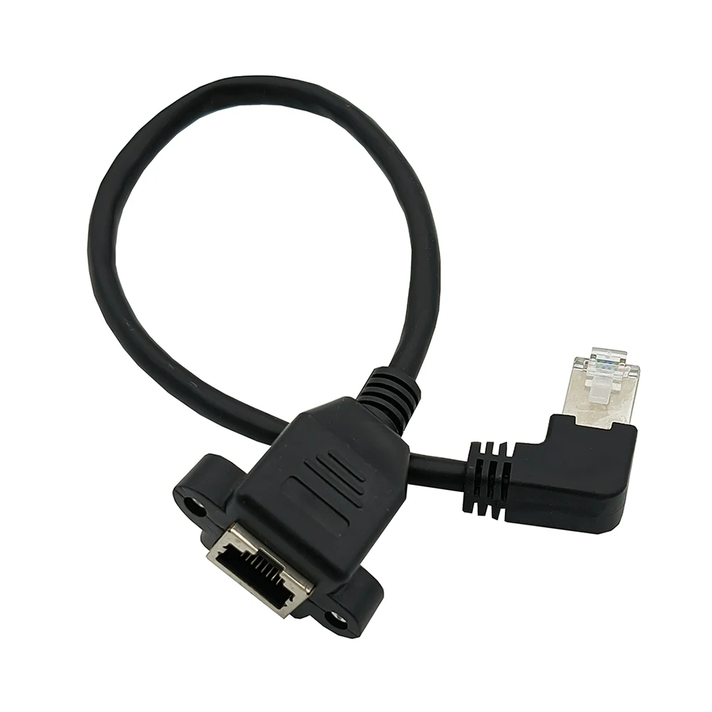 30 سنتيمتر RJ45 ذكر الزاوية اليمنى/اليسرى إلى RJ45 أنثى لوحة جبل إيثرنت LAN شبكة تمديد كابل محول #5