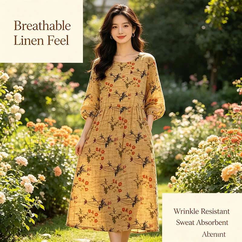 Pure Ramie Fabric, Lightweight Sand Washed Dyed Plain Weave, Cool Feeling Wrinkle Resistant, For Summer Pants Tablecloth