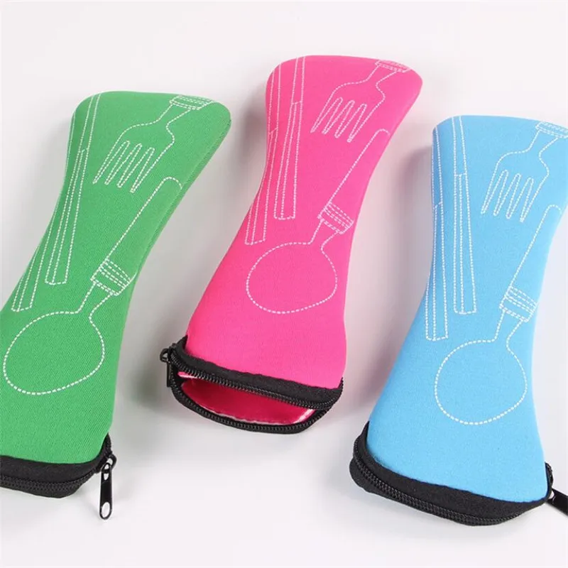 1PC Tableware Bag Washable with Zipper Travel Cutlery Kit Case Camping Spoon Portable Pouch For Dinner Household Tool