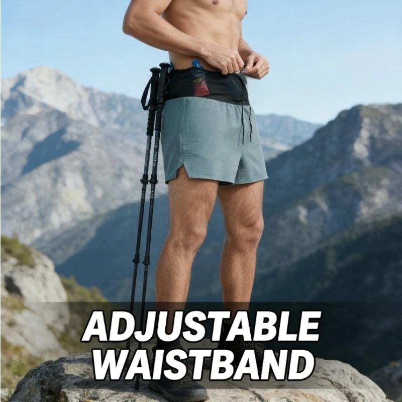 

Two Piece Sports Shorts Men's Double-layer Fitness Running Pants Quick Drying Seven Quarter Pants Breathable Sports and Leisure