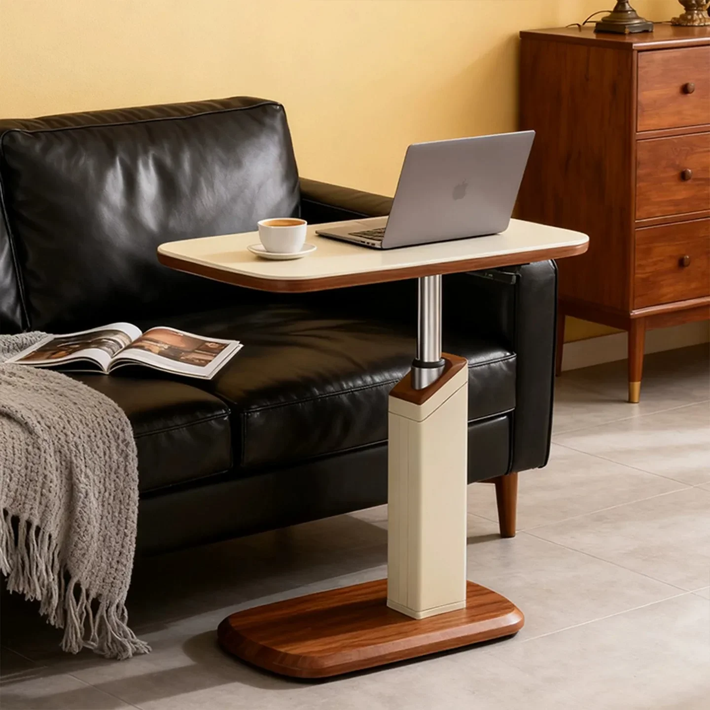 Fixed rotating lift, living room corner sofa coffee table office bedside table mobile air pressure computer table smallsidetable