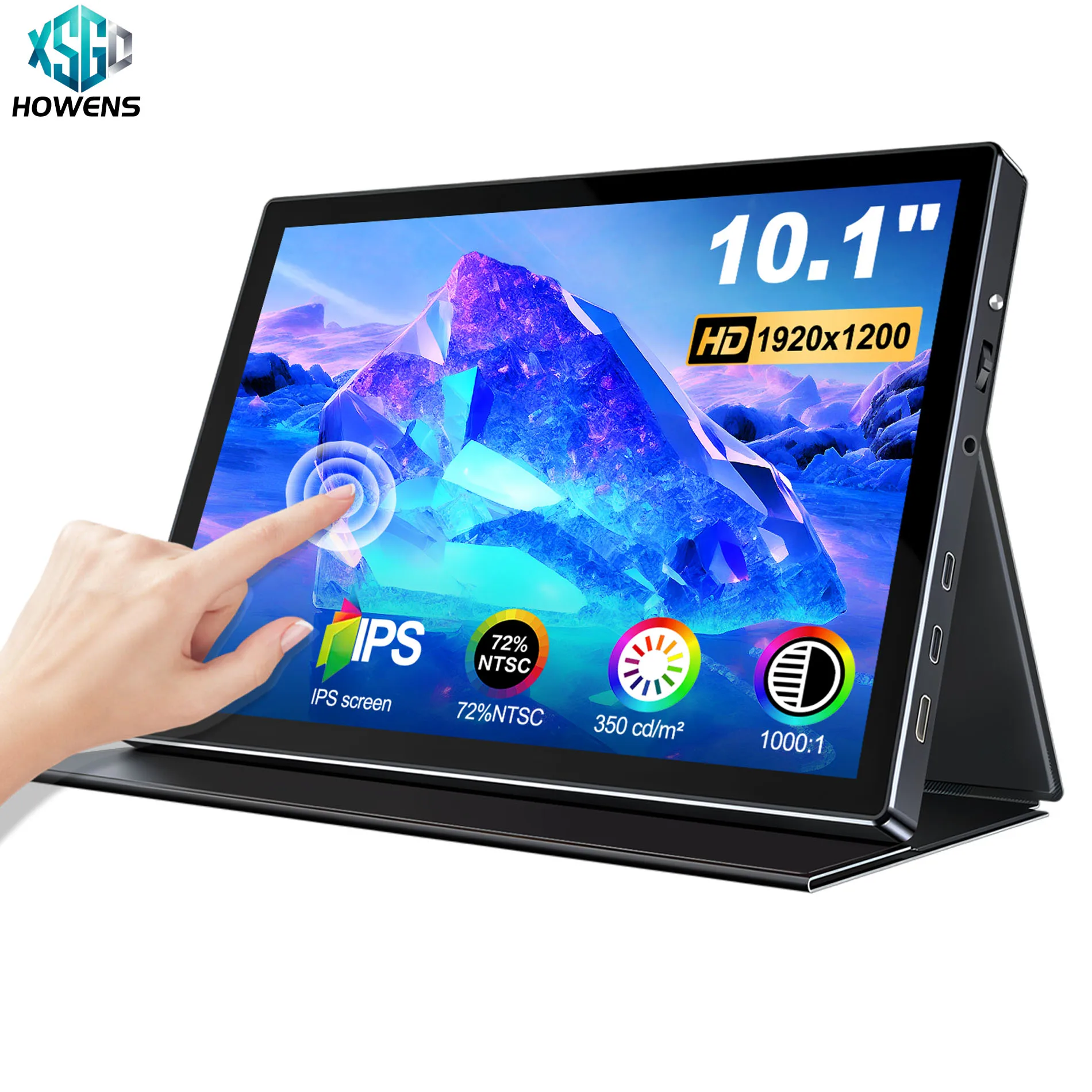 HOWENS Portable Monitor Screen  10.1 Inch 60Hz 1920*1200 520cd/ Brightness 3ms Response Portable Indurtrial Display for Game
