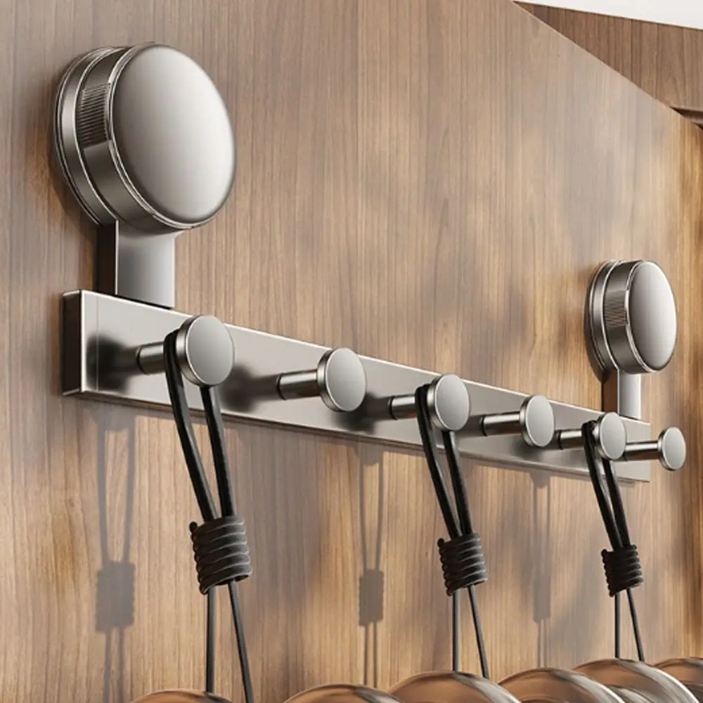 

4/5/6 Hooks Suction Cup Door Hook Rust-proof Metal Movable Clothes Hangers No Drilling Needed Strong Load-bearing Robe Hook