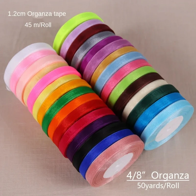 45 メートルオーガンザリボン幅 12 ミリメートルシフォンリボン DIY 結婚式の衣類補助材料装飾手芸アクセサリー