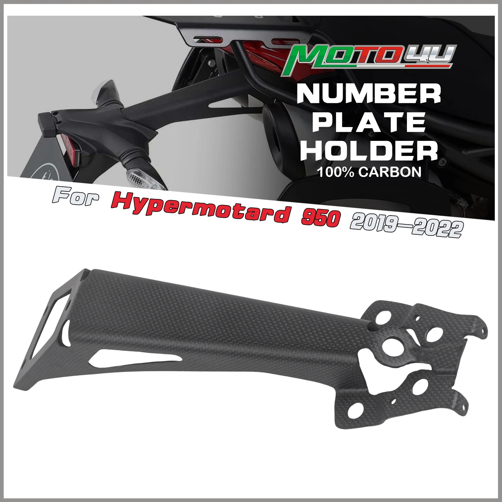 

Для Ducati Hypermotard 950 2019 2020 2021 2022, держатель номерного знака из углеродного волокна, кронштейн номерного знака, модификация мотоцикла