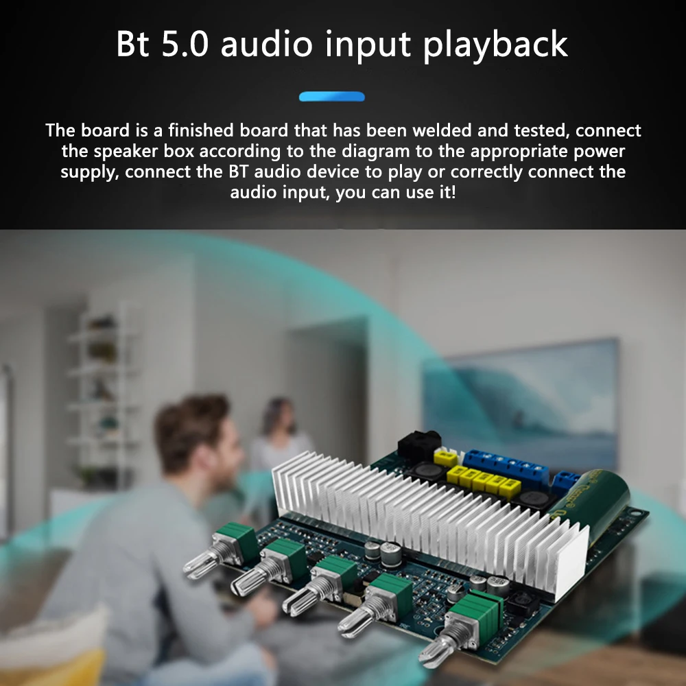TPA3116 Subwoofer Amplifier Audio Board 2.1 HiFi Amplificador USB DAC Bluetooth 5.0 Power Amplifiers 2x50W+100W