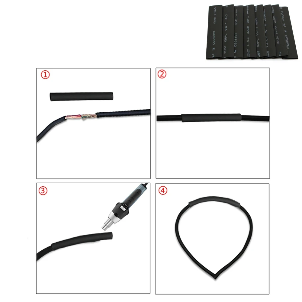 150PCS boxed black advanced heat-shrinkable tube assembly-2:1 shrink ratio for insulated wires and cables-integrated pipes and c