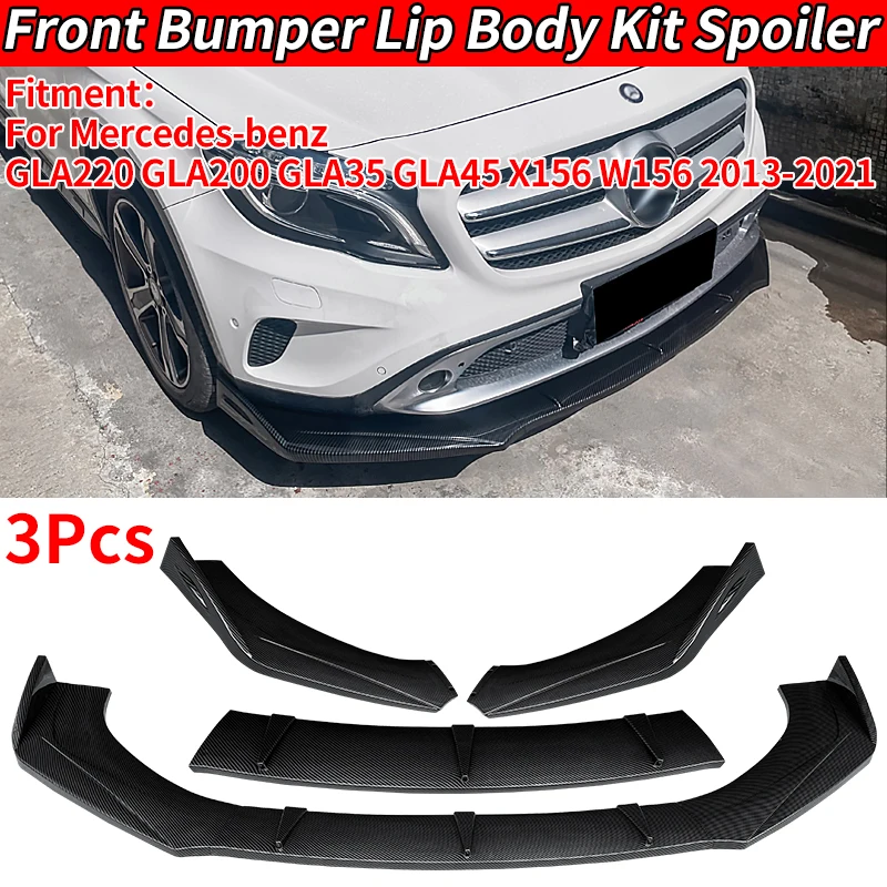 For Mercedes-Benz GLA220 GLA200 GLA35 GLA45 X156 W156 2013-2021 Car Accessories Bumper Lip Side Sport Splitter Spoiler Body Kit