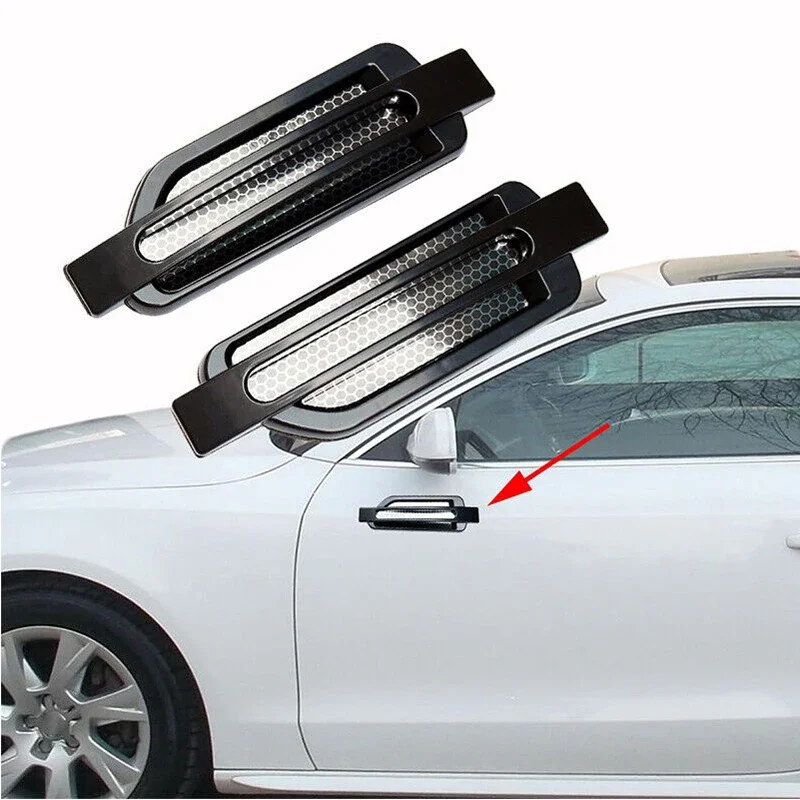 

1Pair Black/Silver Car Side Fender Vent Sticker Air Flow Spoiler Fender Intake Grill Vent Trim Decorative Automobile Accessories