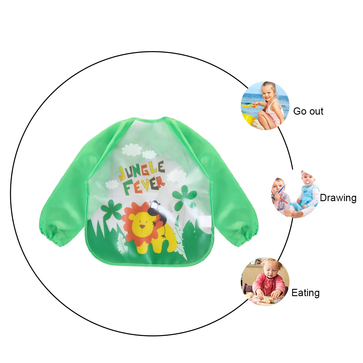 

Sleeved Waterproof Baby Bib Washable Leakproof Cartoon Lion Pattern Baby Bib Apron for Toddlers Painting Toddlers Apron