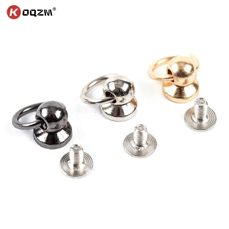 10pcs 8mm Metal Ball Post With O Ring Studs Rivets Nail Screwback Round Head Spots Spikes Leather Craft Phone Case Decor