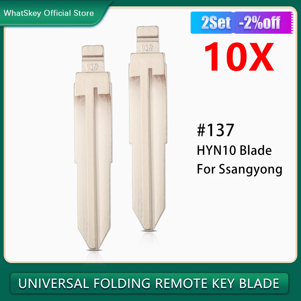 

10Pcs/Lot Uncut Car Key Blade #137 HYN10 Metal Blank Flip KD VVDI JMD Remote Folding Key Blade For Ssangyong S170