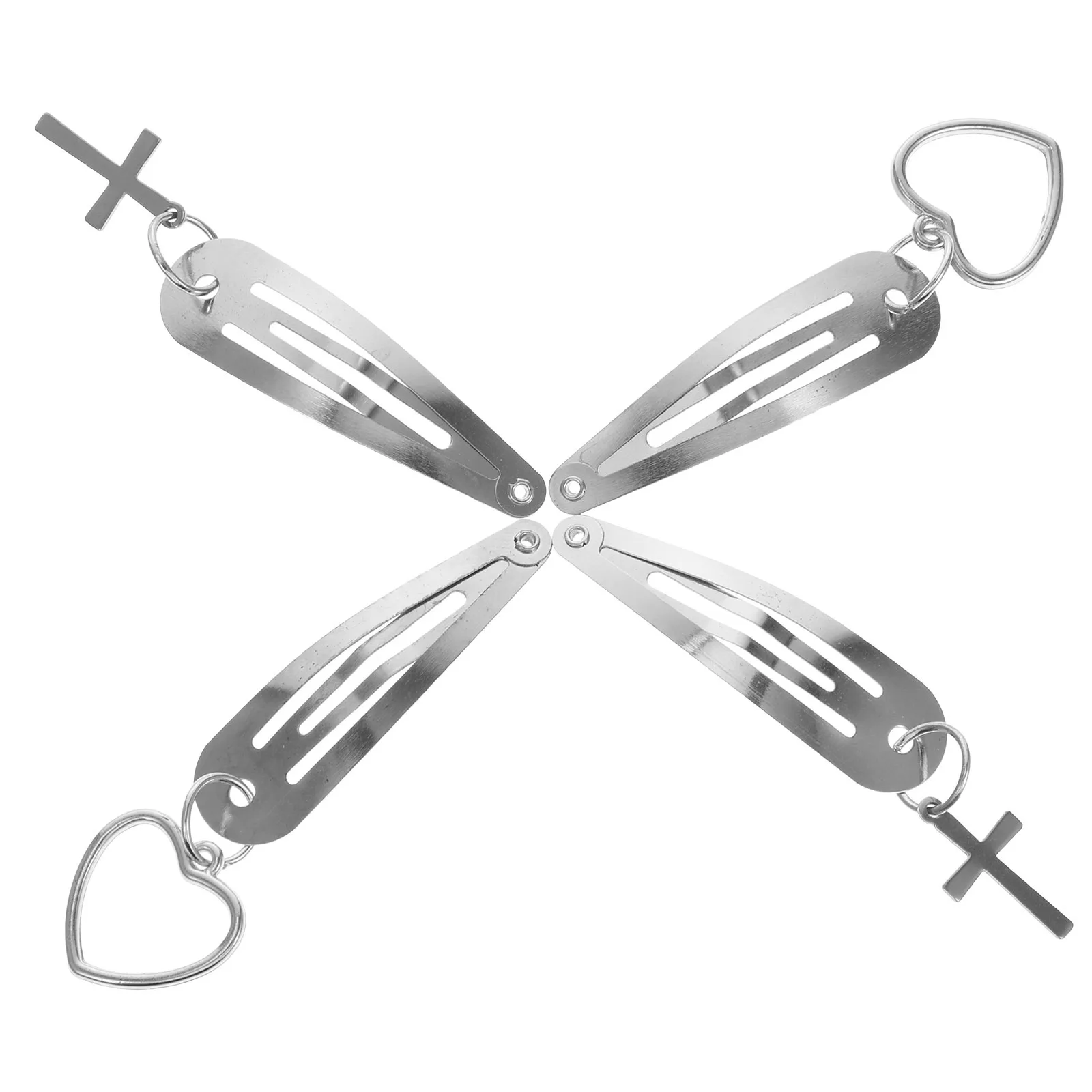 

6Pcs Metal Snap Hair Clips Heart Cross Pendant Charming Hair Barrettes for Women Girls Fashion Party Daily Wear