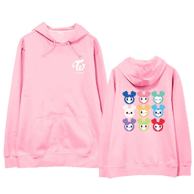 KPOP TWICE LOVELYS Album Hoodie Hip Hop Casual Loose Hooded Clothes Pullover Print Long Sleeve Sweatshirts kawaii Cartoon hoody