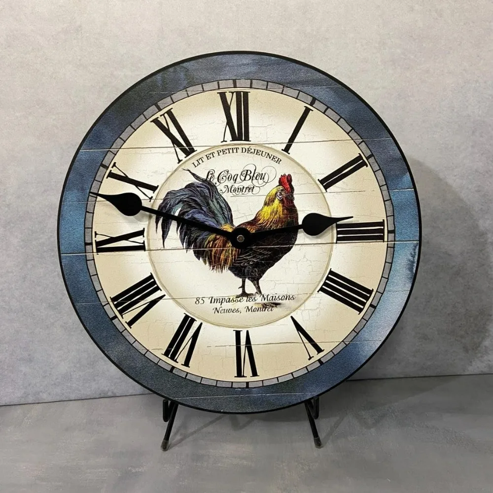 Carolina Blue Rooster Wall Clock | Ultra Quiet Quartz Mechanism | Hand Made in USA Beautiful Crisp Lasting Color