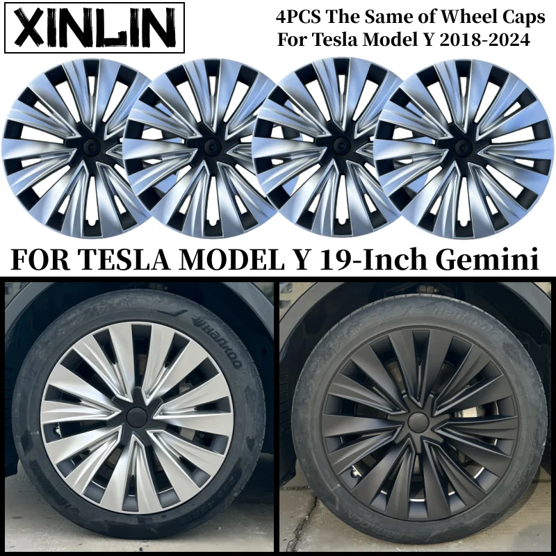 

4PCS Wheel Cap 19 Inch Gemini For Tesla Model Y 2018-2024 Wheel Hubcaps Performance Replacement Wheel Full Rim Cover Accessories
