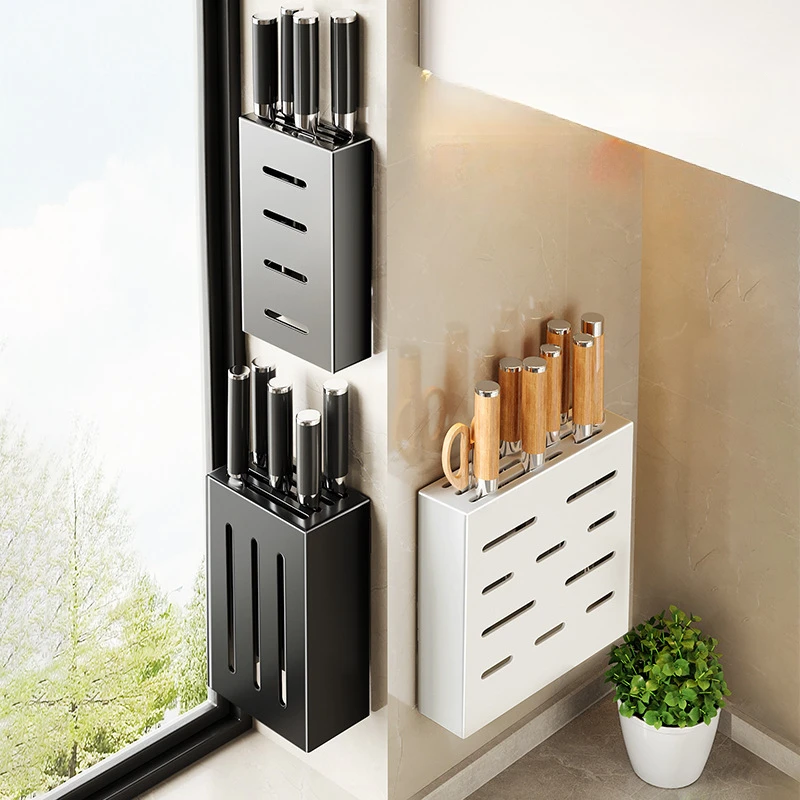 Kitchen knife holder, knife rack, non-perforation, wall-mounted storage box, kitchen organizer  kitchen items