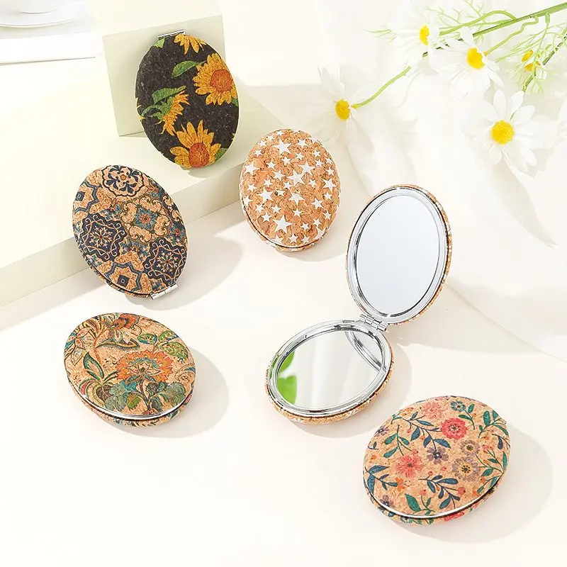 Retro Bohemian Style Pocket Mirror Folding Hd Reversible Mini Touch up Mirror