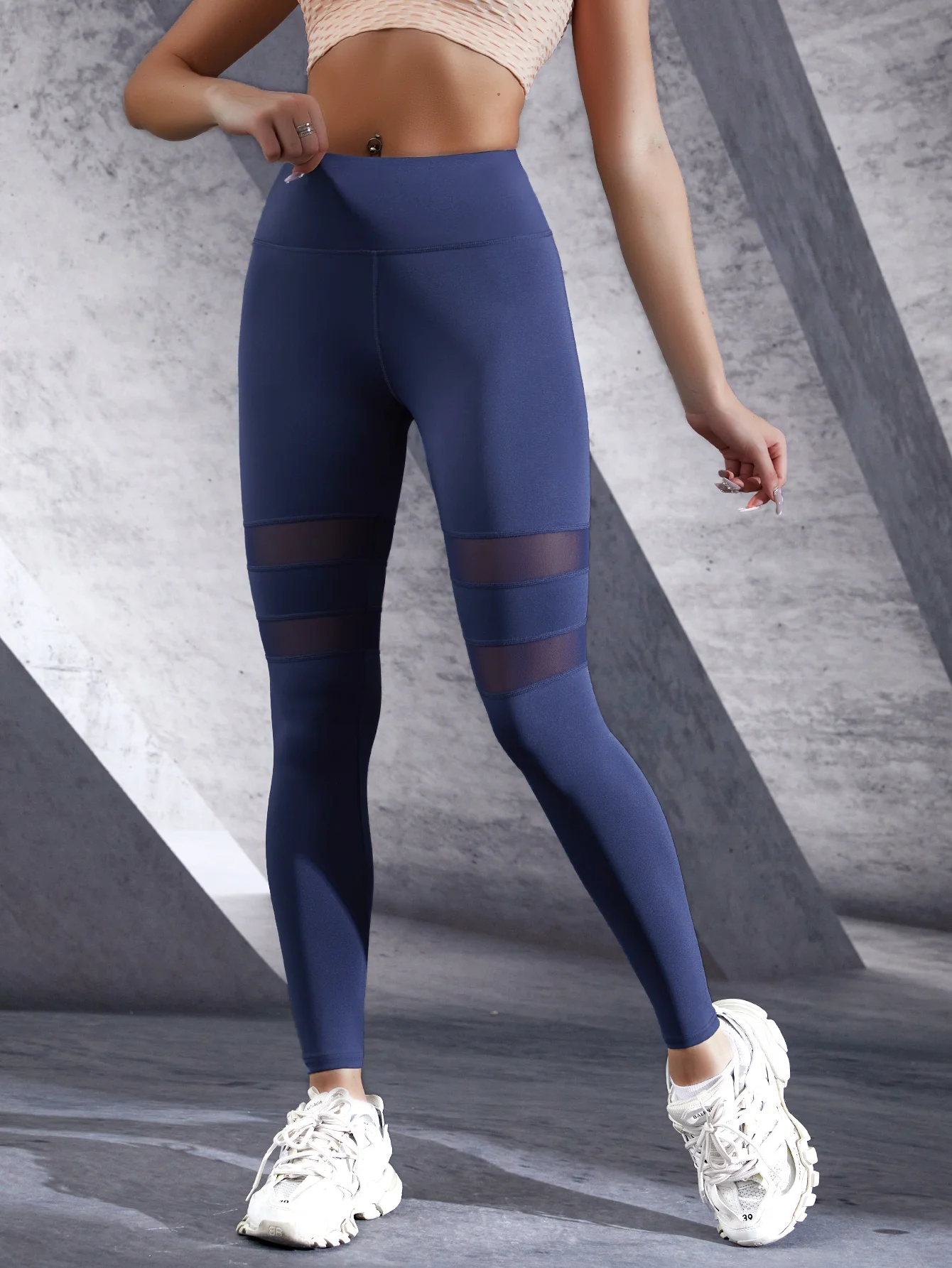 Women Fashion High Waist Mesh Splicing Slim Leggings Sport Running Pants Women Enhancement Sports Tights Gym Leggings