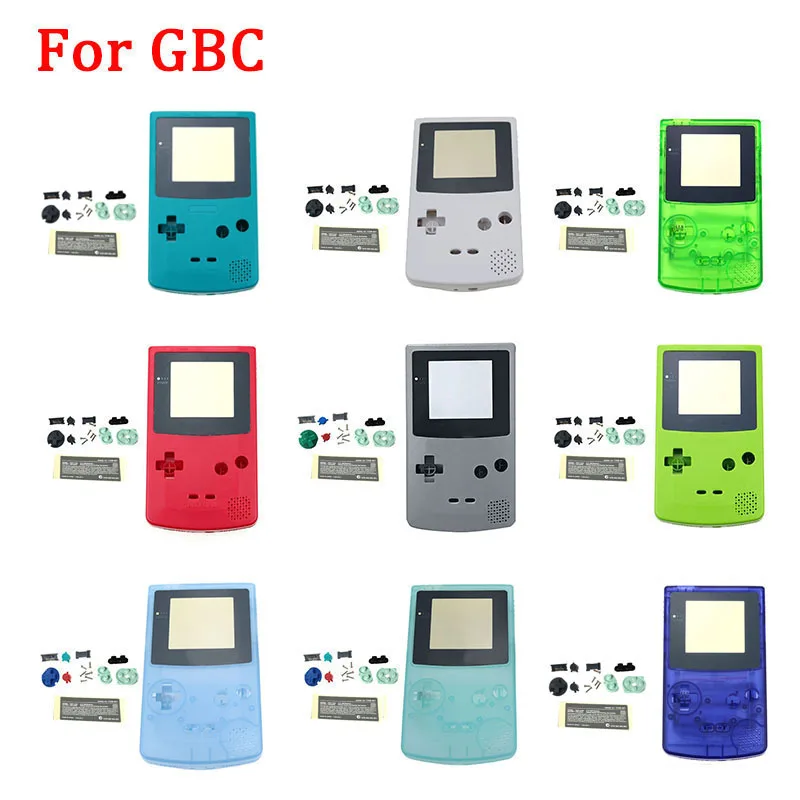 닌텐도 게임보이 컬러 GBC 클래식 쉘, 오리지널 사이즈 게임 쉘 하우징 케이스 커버, 스티커 버튼 멤브레인 세트 포함, 신제품