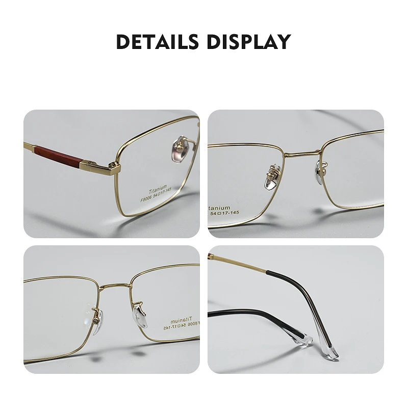 Titanium Palissander Full-Frame Brilmonturen Heren Business Casual Oversized Frames Ultralichte Brillen Modebrillen