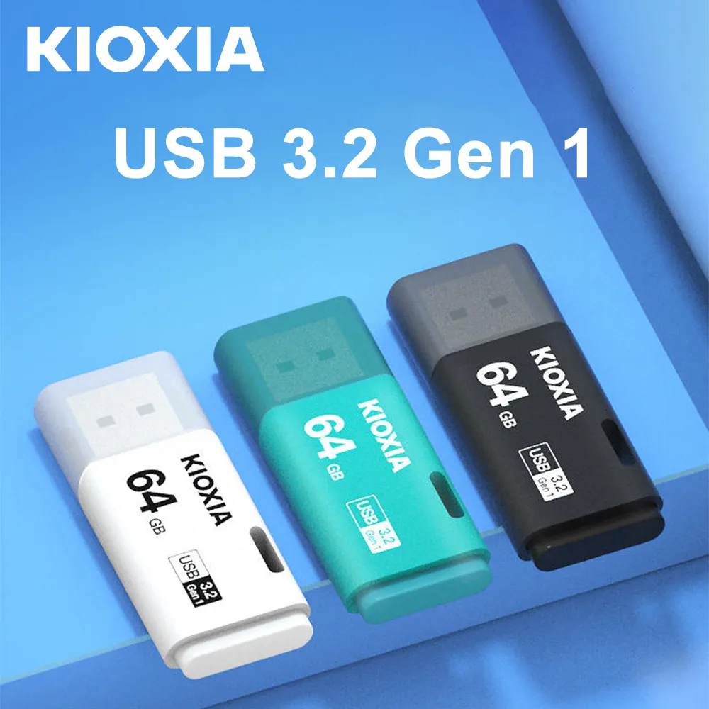 Kioxia جهاز نقل بيانات فلاش USB من Kioxia طراز USB3.2 Gen1 أبيض وأخضر بسعة 64 جيجابايت و128 جيجابايت و256 جيجابايت من توشيبا ، محرك أقراص usb على شكل قلم ، ذاكرة
