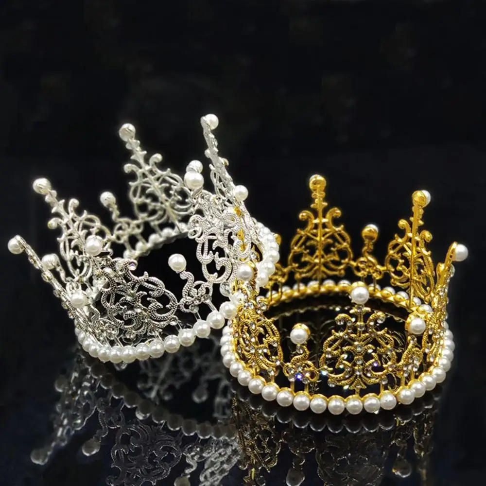 

Wedding Mini Pearl Crystal Cake Decoration Tiara Crown Cupcake Toppers