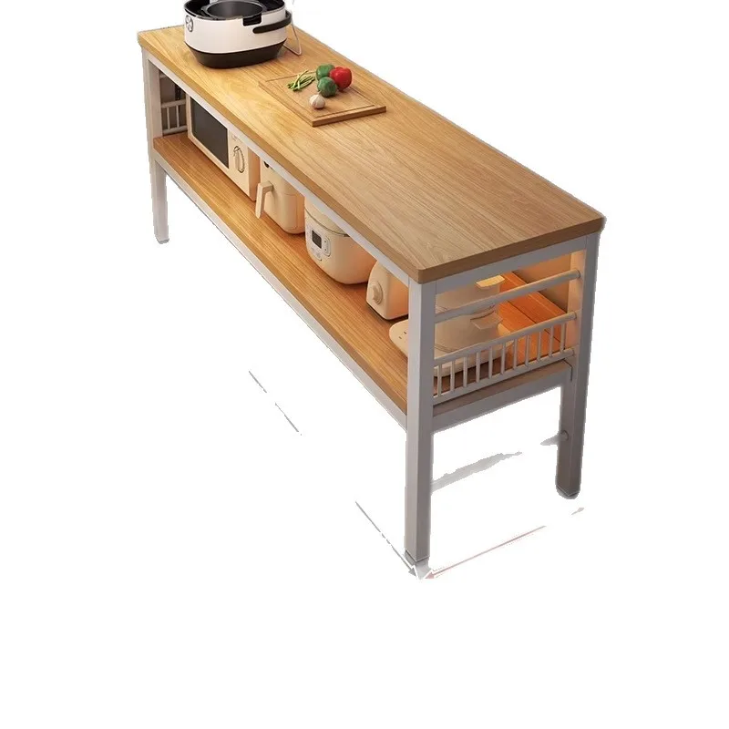 Kitchen Multifunctional Shelf Floor-to-ceiling Vegetable Cutting Table Workbench Multi-layer Microwave Oven Pot Storage Rack