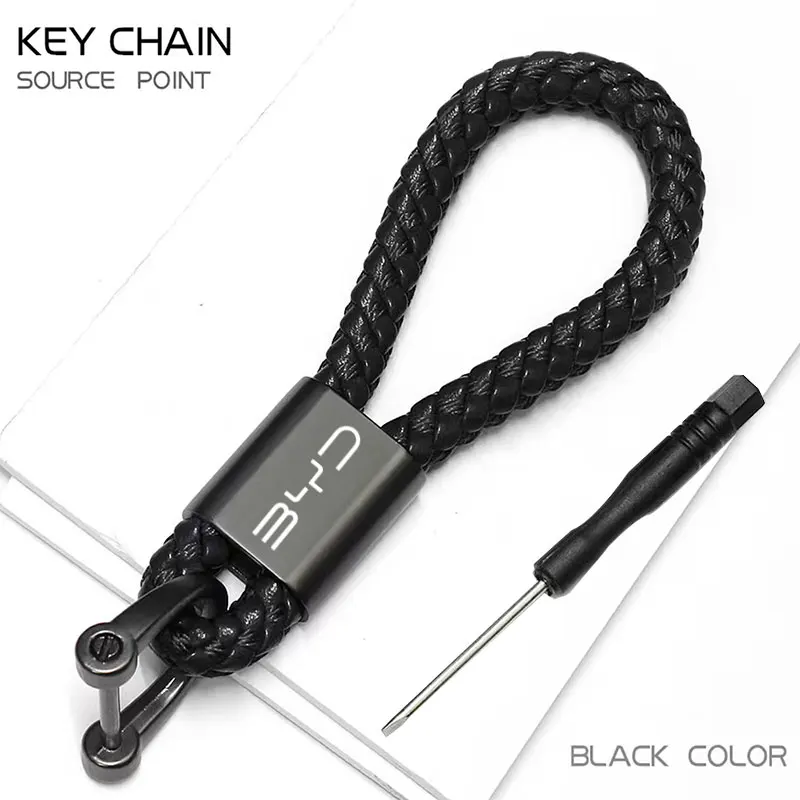 For BYD Atto 3 Act 3 Tang F3 E6 Yuan plus Song plus ev f0 f3 Qin Han Dolphin Car Accessories Braided Rope Keyring Metal Keychain