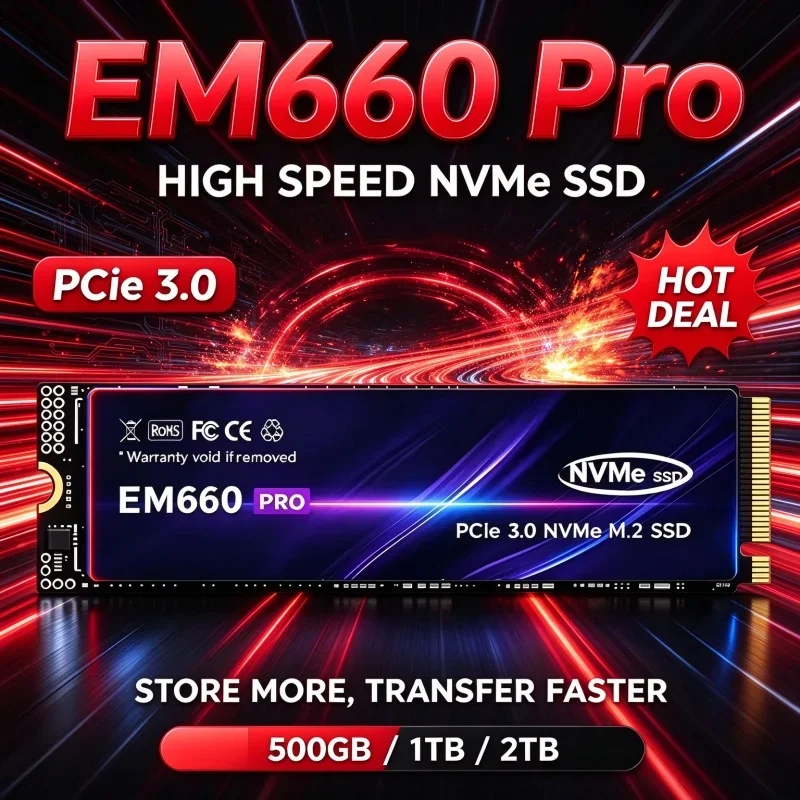 EM660 Pro M2 NVMe PCIe3.0 Internal Solid State Drive 500GB 1TB 2TB 4TB Fast Hard Disk High Speed For Laptop Desktop Gaming PC