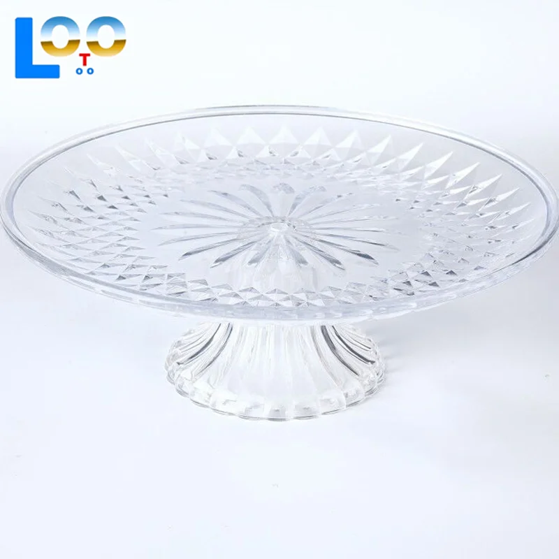 Acrylic Clear Serving Plates Fruit Dessert Salad Tray Cupcake Display Stand Round Dinner Plate Kitchen Supplies