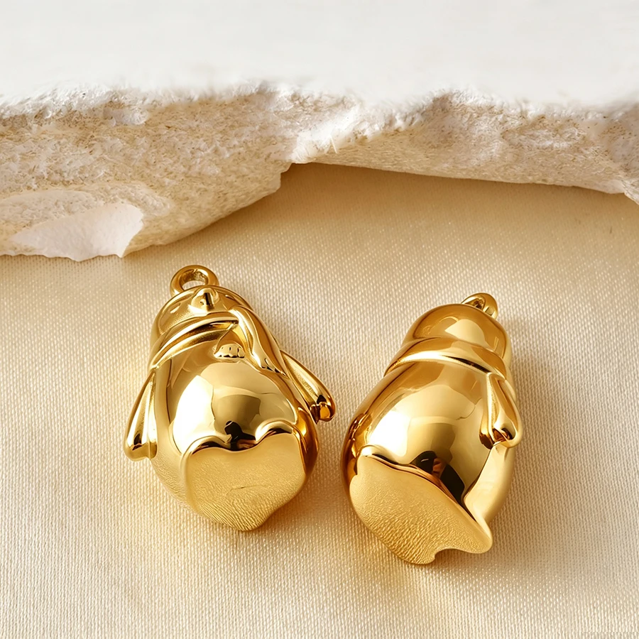 5 Stück goldfarbene Edelstahl-Anhänger in Form von niedlichen Hunden, Fischen und Enten, PVD-beschichtet, für Schmuckherstellung, Tieranhänger, DIY-Halskette, Schlüsselanhänger – Detail 12