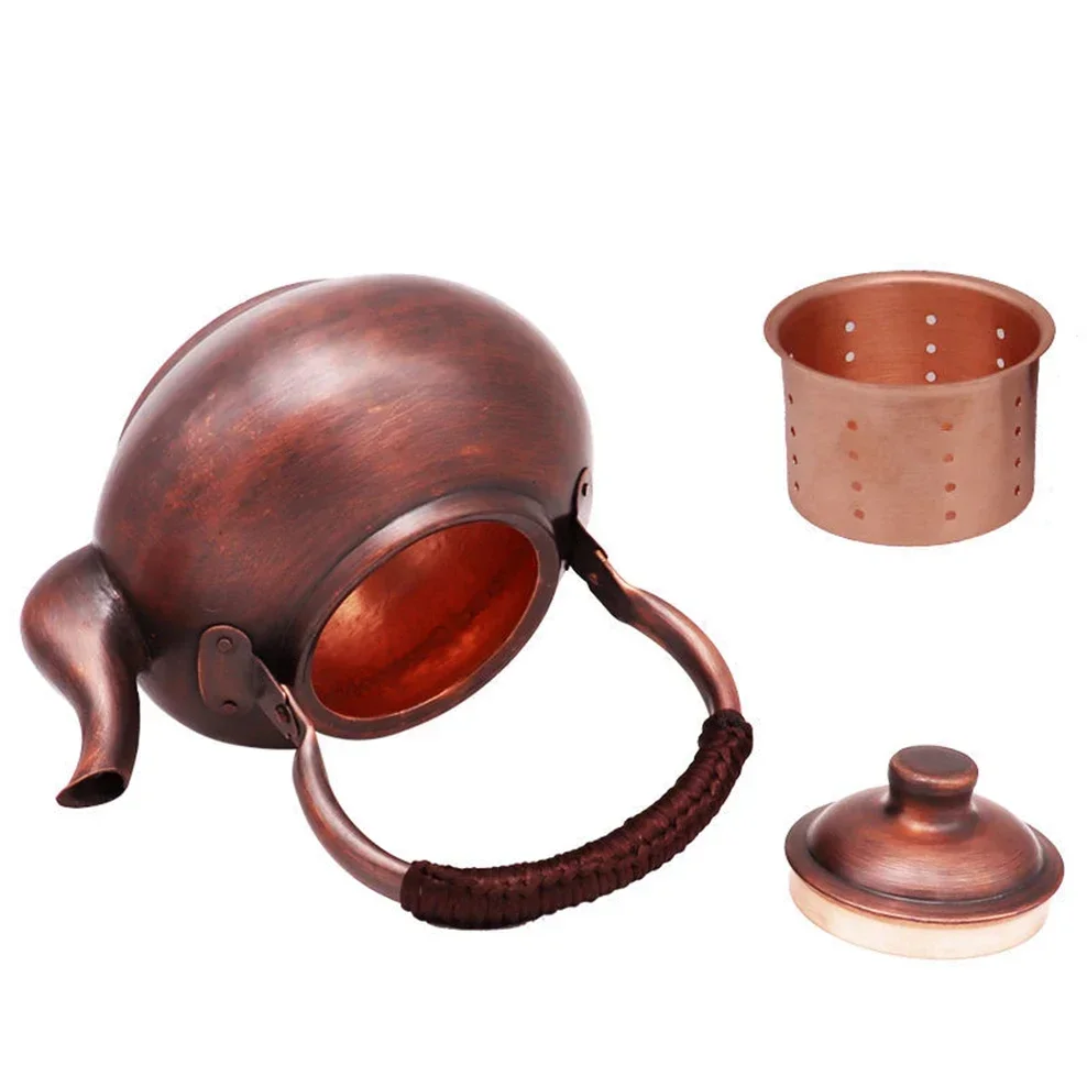 

1.2L Chinese Red Copper Teapot Handmade Brew Tea Pot With Filter Boiling Kettle For Restaurant Health Teapot