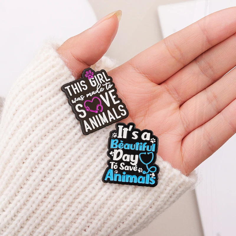 Pines emblem kerah Volunteer hadiah perhiasan cakar kucing anjing untuk anak-anak teman Mari Menyelamatkan hewan bros Enamel Slogan kutipan khusus