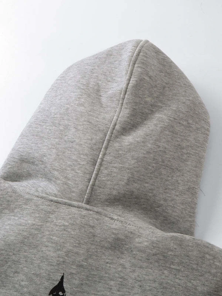 เสื้อฮู้ดดี้คอปกผ้าวูลพิมพ์ลาย High Street ปี 2025 แบบยูนิเซ็กซ์ สไตล์ฮาราจูกุ ดีไซน์ดาร์ก