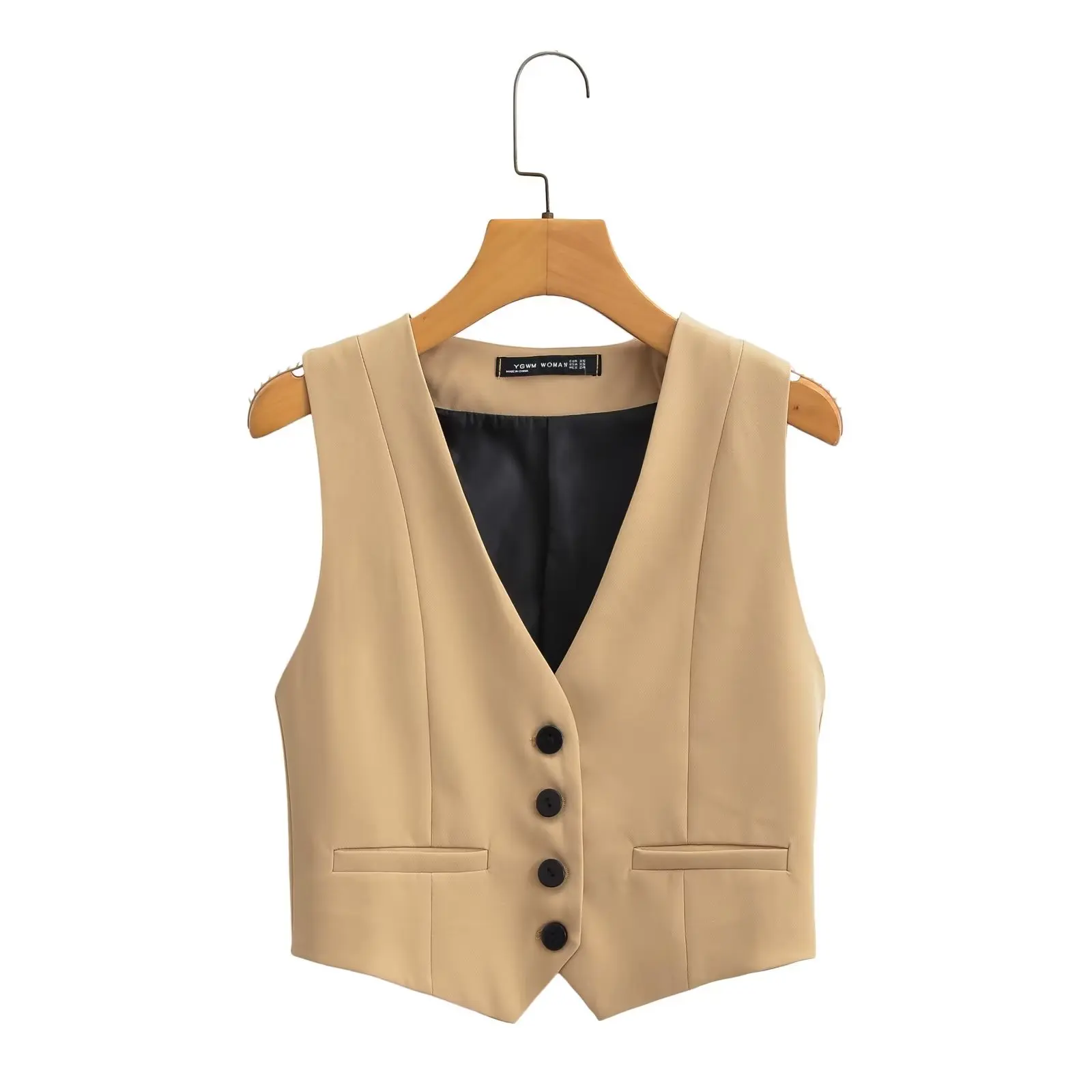 Zevity-Gilet Slim à Simple Boutonnage pour Femme, Col en V, Blanc Trempé, GlaOffice, Mode Femme, Court, FibrChic, Business, Y-CT556