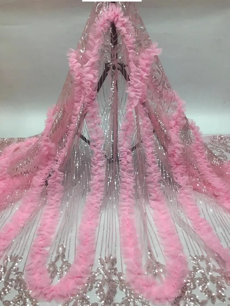 

1yard new gauze fabric Handmade wavy fringe sequin embroidery tela Dress and wedding cheongsam fabric for patchwork