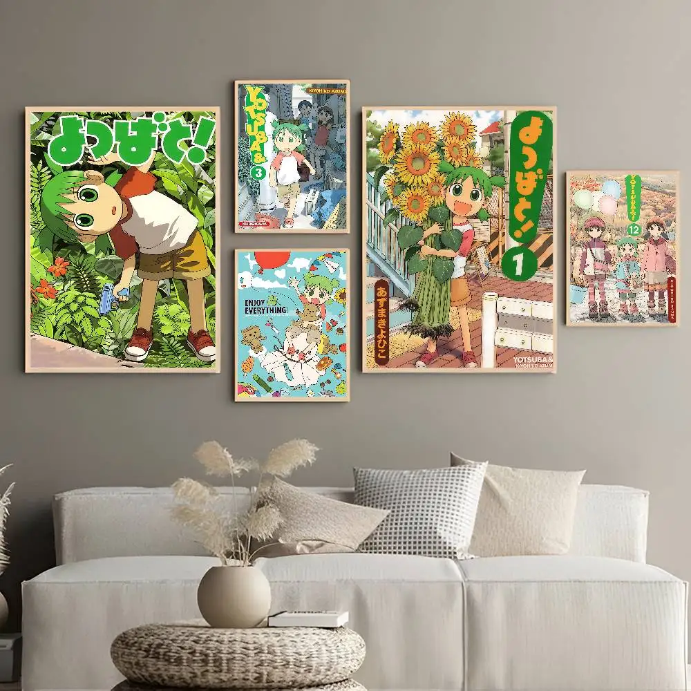 Anime Y-Yotsuba Sweet Classic Movie Vintage Posters Sticky Retro Kraft Paper Sticker DIY Room Bar Cafe Kawaii Room Decor