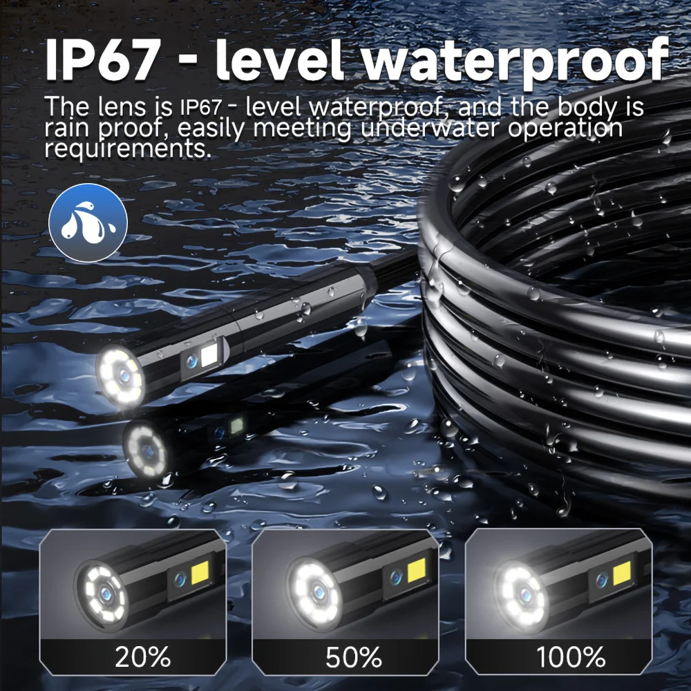 デジタル工業用内視鏡高精細ボアスコープカメラIP67防水プローブ下水道パイプライン洗浄および検査