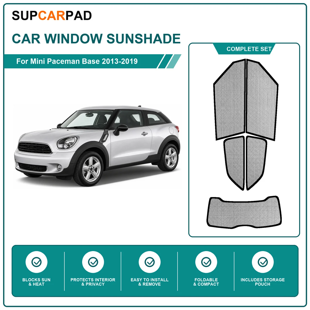 For Mini Paceman Base 2013-2019 Full Set Car Window Sunshades UV Block Privacy Heat Insulated Foldable Car Curtain