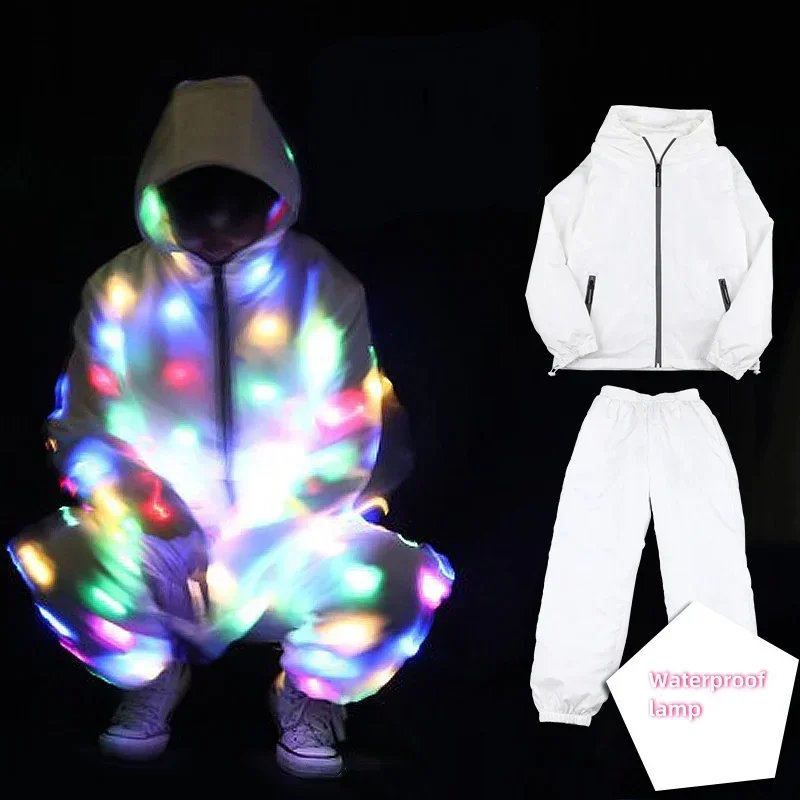 New Novelty LED Light Up Costume Stage Performance Jacket Pants Neon Luminous Clothing Birthday Party Costume For Show view 2
