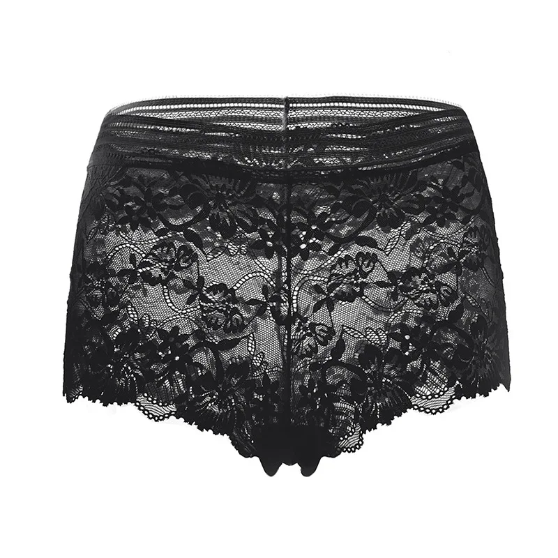 

Women's Lace Underwear Thin, Hip Lifting Breathable Mid Waist Boxer Briefs, Floral Hollow Out Sexy Ladies Panties