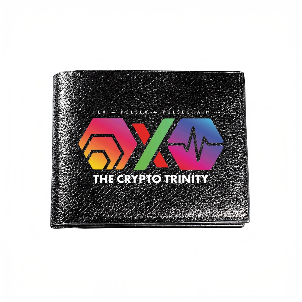 The Crypto Trinity Hex Pulsex Pulsechain Fashion Wallet For Men Casual Business Style With Vibrant Colorful Logo Design