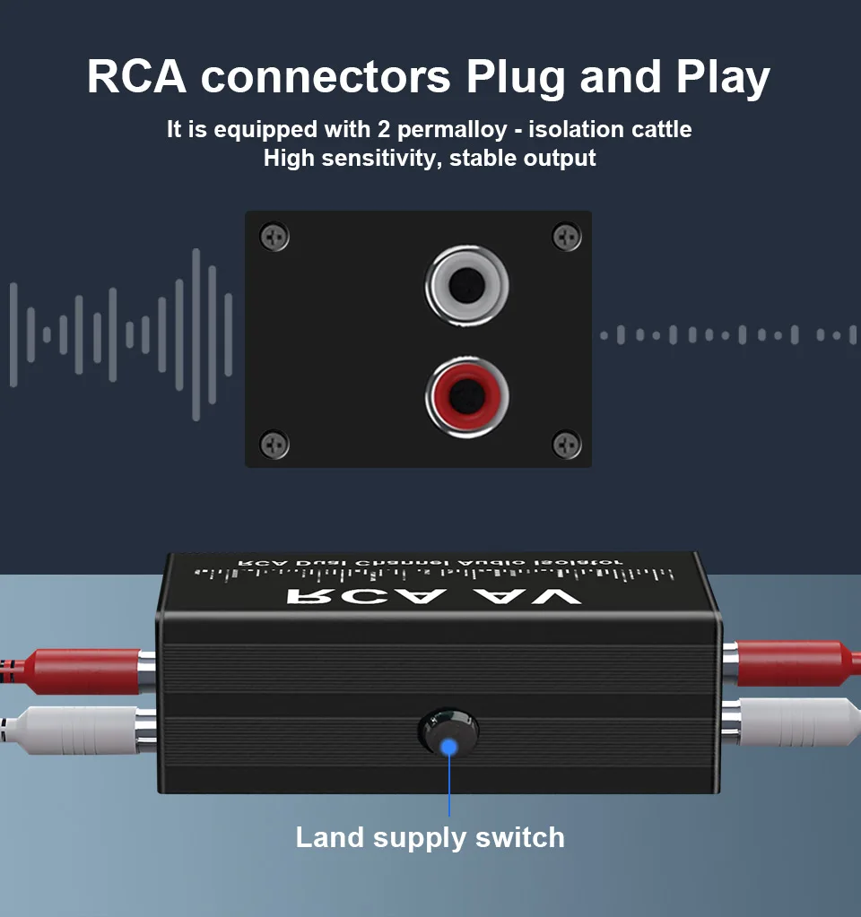 TITAK Audio Looping Isolator RCA Audio Isolator Auto-Audio Strom-Störgeräuschunterdrücker Bodenrauschunterdrückung RCA Ground Pass Filter Audio Looping Isolator RCA Audio Isolator Car Audio Current Sound Canceller Bott – Detail 5