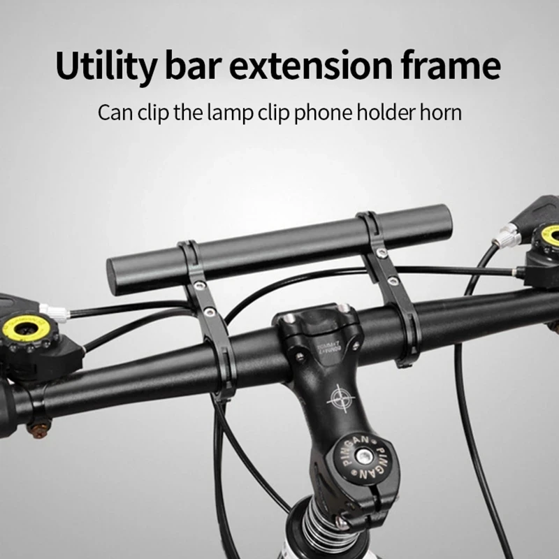 20cm Bicycle Handlebar Extended Bracket Bike Mount Bar Computer Holder Support Rack Alloy Stand Double Frame Bicycle Clip