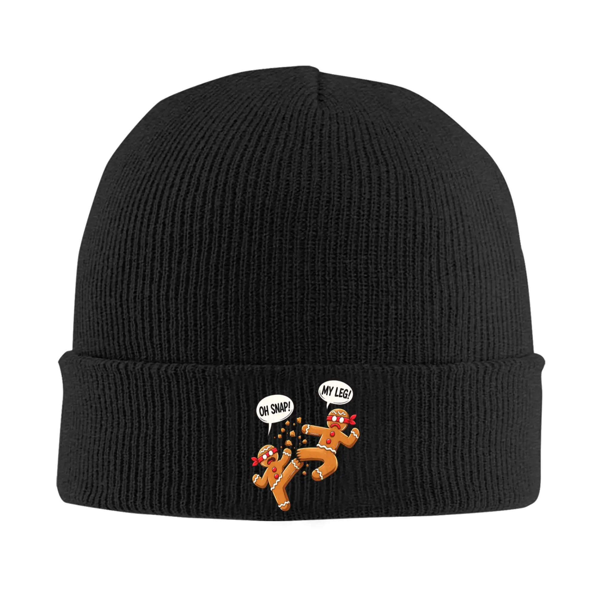 Funny Oh Snap My Leg Gingerbread Christmas Beanie Hats  Bonnet Hats Unisex Adult Funny Kpop Knitting Hat Spring Head Wrap Caps